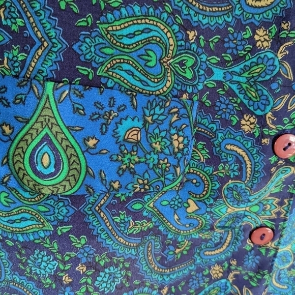 VINTAGE Cami petites mulberry lime and turquoise shoulder pad blouse @i - Picture 3 of 10